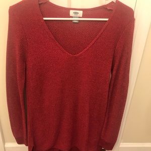 Red scoop neck sweater